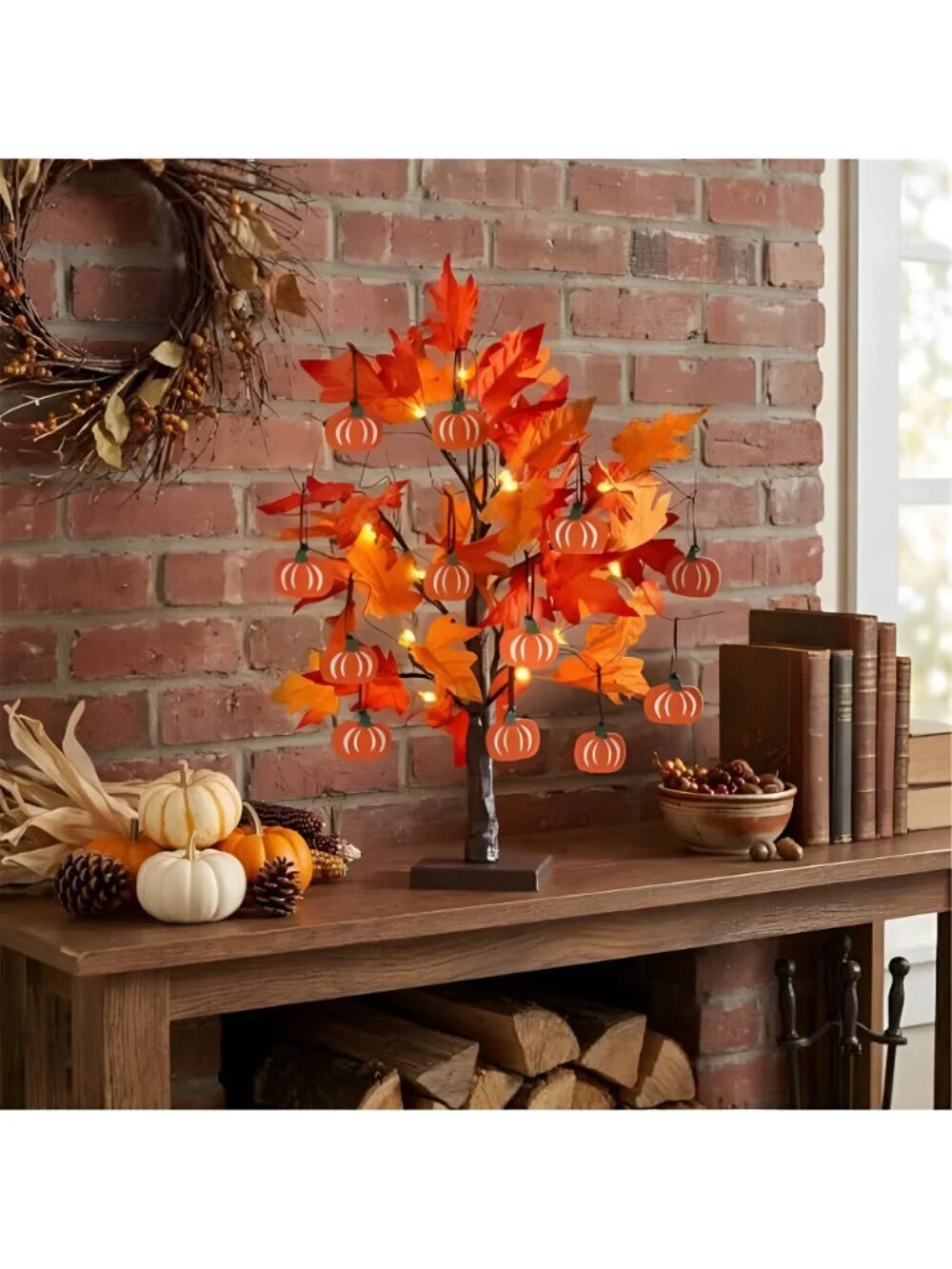Fall Decorations for Home, Thanksgiving Decorations, 24”2FT Lighted Maple